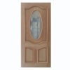 Puerta Oval con Vitral Cedro color Natural
